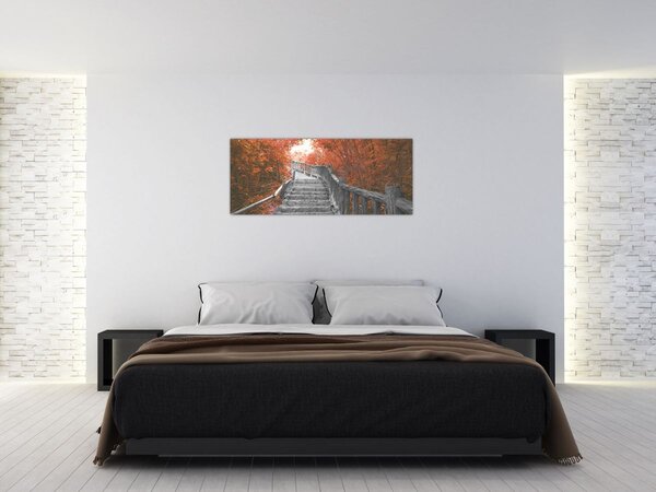 Tablou - Scări în natură, portocaliu (120x50 cm)