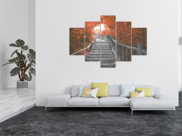 Tablou - Scări în natură, portocaliu (150x105 cm)