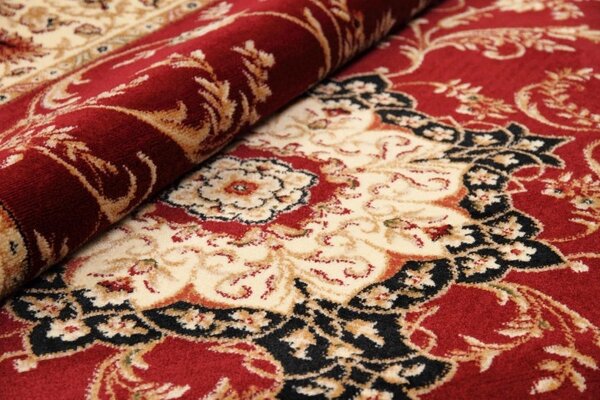 Covor Oval Lotos 523-210, Marime 50 x 80 cm, Crem, Rosu, Inaltime Fir 8 mm, Antialergic, Polipropilena, Living, Dormitor, Sufragerie, Birou 50 x 80