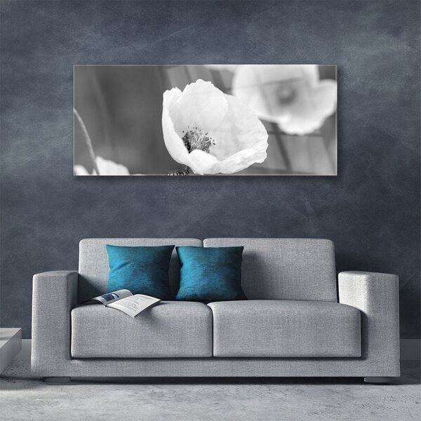 Tablou pe sticla Maci Floral Gray