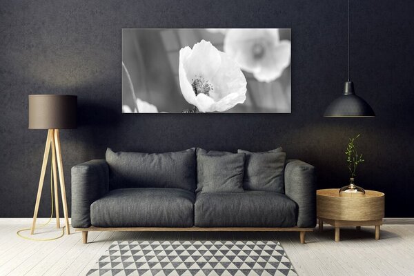 Tablou pe sticla Maci Floral Gray