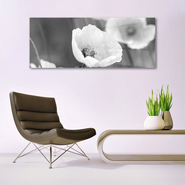 Tablou pe sticla Maci Floral Gray