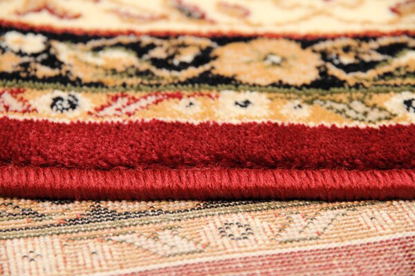 Covor Oval Lotos 523-210, Marime 50 x 80 cm, Crem, Rosu, Inaltime Fir 8 mm, Antialergic, Polipropilena, Living, Dormitor, Sufragerie, Birou 50 x 80