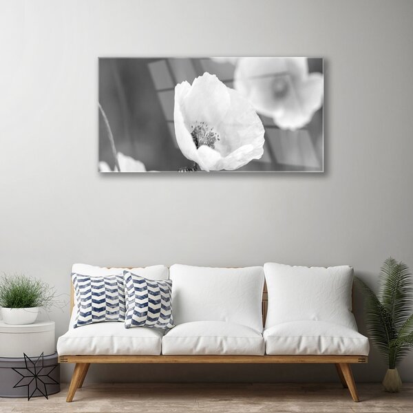 Tablou pe sticla Maci Floral Gray