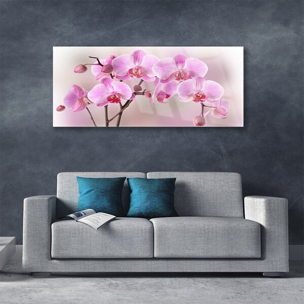 Tablou pe sticla Flori roz Floral