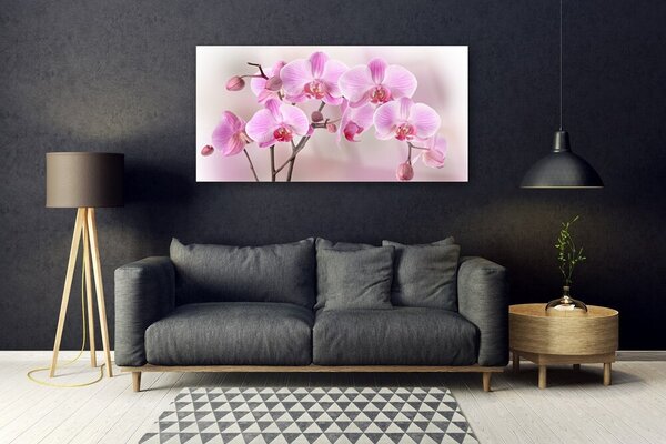Tablou pe sticla Flori roz Floral