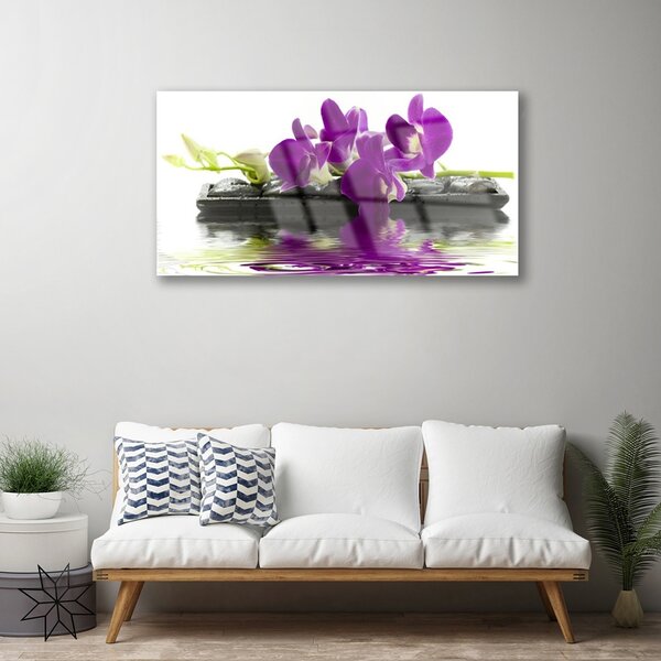 Tablou pe sticla Flori roz Floral