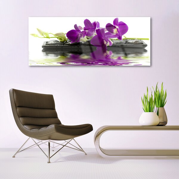 Tablou pe sticla Flori roz Floral