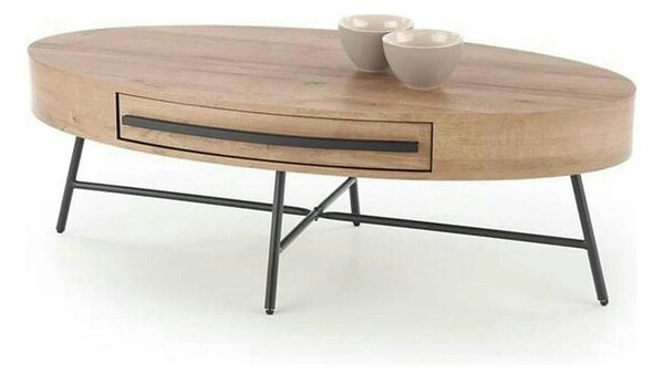 Masuta cafea CAROLINA, stejar auriu/negru, 120x60x41 cm
