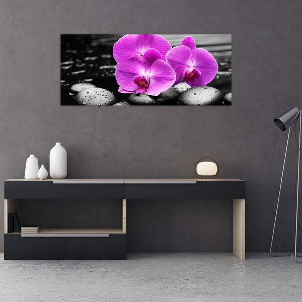 Tablou - Orhidee violet (120x50 cm)