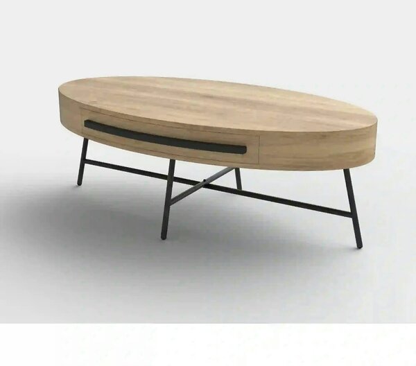 Masuta cafea CAROLINA, stejar auriu/negru, 120x60x41 cm