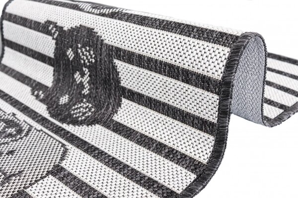 Covor Flex 19637-08, Antiderapant, Gri Negru, 50 x 80 cm Dreptunghi, Gri, 50x80