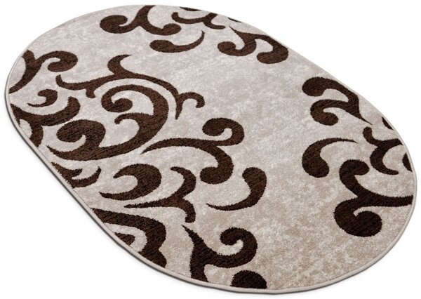 Model Ramuri 16028 118, Covor Oval, Crem Maro Oval, 80 x 150, Crem