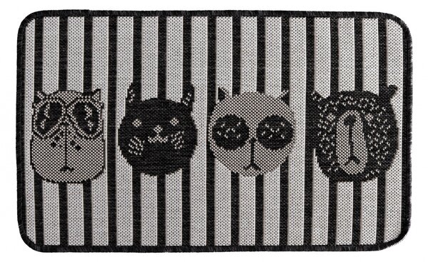 Covor Flex 19637-08, Antiderapant, Gri Negru, 50 x 80 cm Gri/Negru, Dreptunghi, 50 x 80