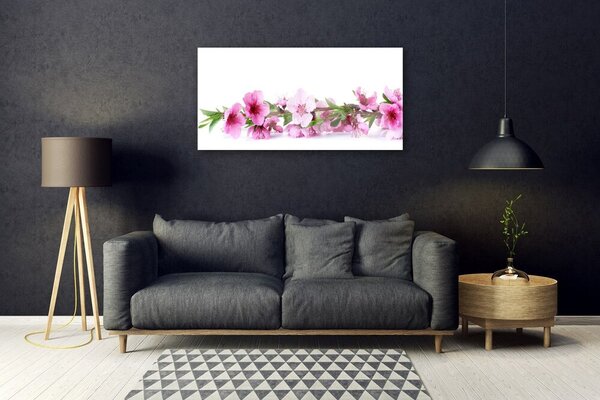 Tablou pe sticla Flori Floral Roz Verde