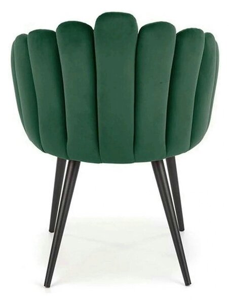 Scaun tapitat K410, verde/negru, stofa catifelata/metal, 65x62x85 cm