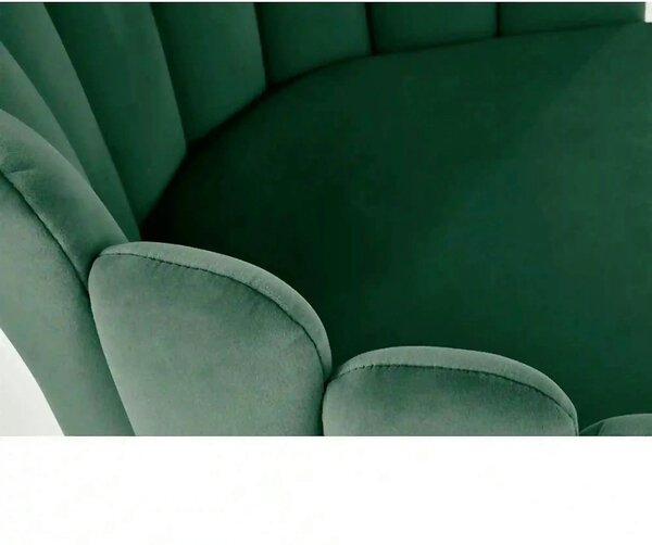 Scaun tapitat K410, verde/negru, stofa catifelata/metal, 65x62x85 cm