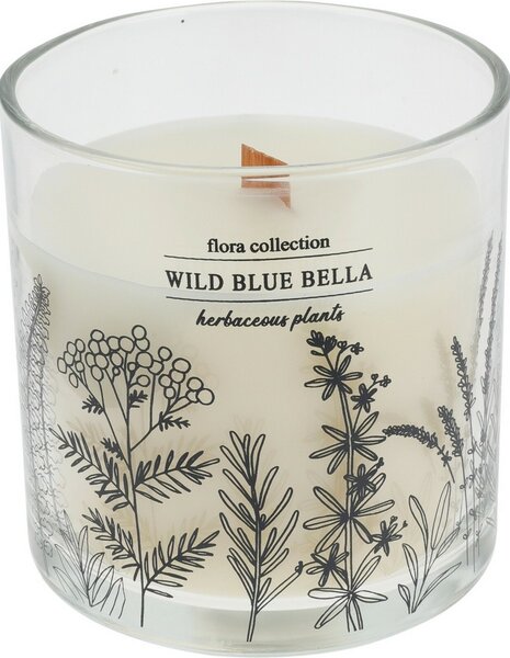 Lumânare parfumată Flora Collection, Wild Blue Bella, 10 x 10 cm