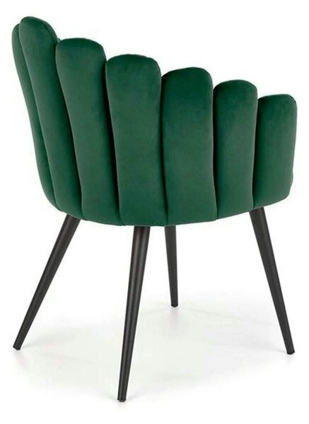 Scaun tapitat K410, verde/negru, stofa catifelata/metal, 65x62x85 cm