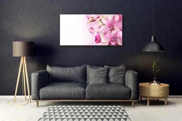 Tablou pe sticla Flori roz Floral