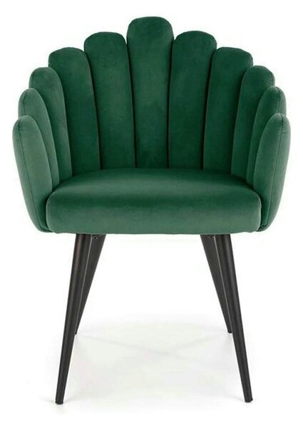 Scaun tapitat K410, verde/negru, stofa catifelata/metal, 65x62x85 cm