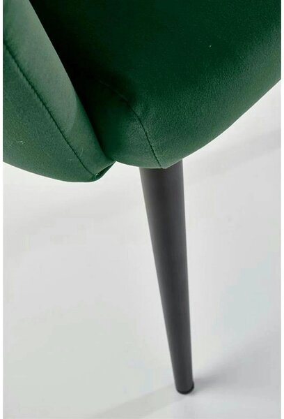 Scaun tapitat K410, verde/negru, stofa catifelata/metal, 65x62x85 cm