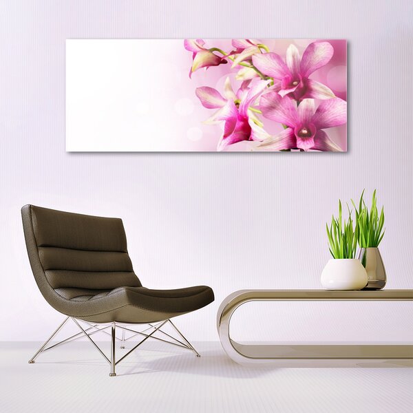 Tablou pe sticla Flori roz Floral