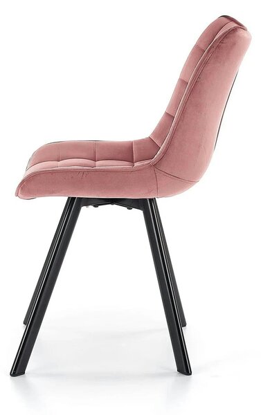 Scaun K332, roz/negru, stofa catifelata/metal, 46x61x84 cm