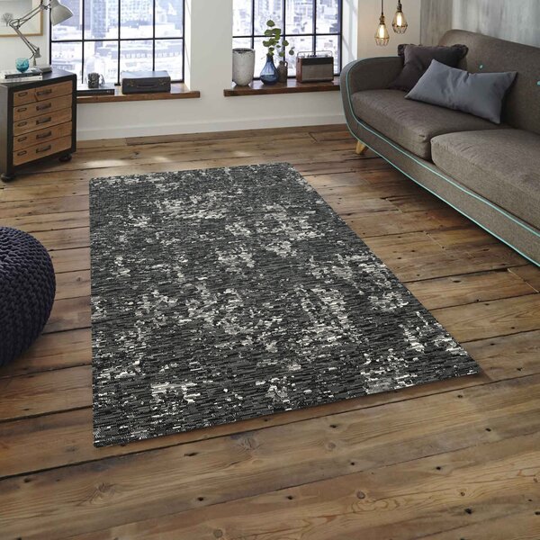 Covor Anny 33003-869, Marime 58 x 110 cm, Gri, Inaltime Fir 7 mm, Antialergic, Polipropilena, Living, Dormitor, Sufragerie, Birou 58 x 110
