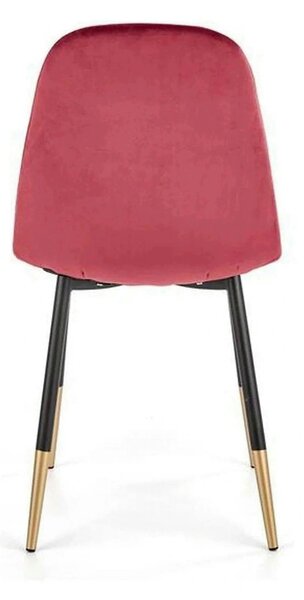 Scaun tapitat K379, rosu/negru, stofa catifelata/metal, 45x48x88 cm