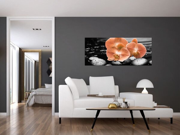 Tablou - Orhidee portocalii (120x50 cm)