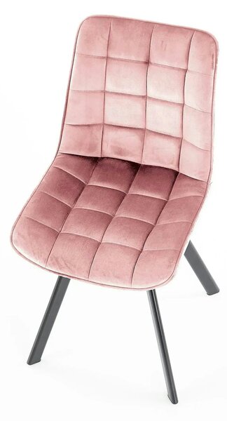 Scaun K332, roz/negru, stofa catifelata/metal, 46x61x84 cm