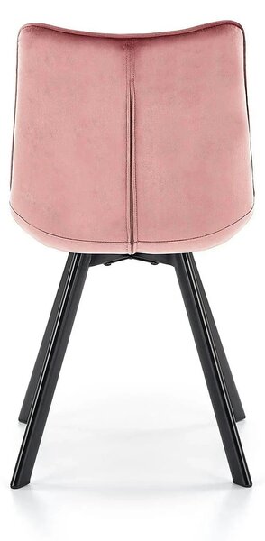 Scaun K332, roz/negru, stofa catifelata/metal, 46x61x84 cm