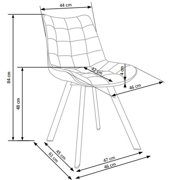 Scaun K332, roz/negru, stofa catifelata/metal, 46x61x84 cm