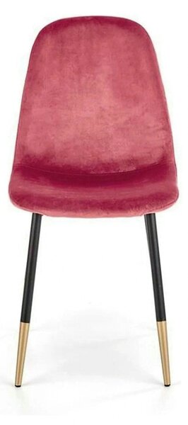 Scaun tapitat K379, rosu/negru, stofa catifelata/metal, 45x48x88 cm