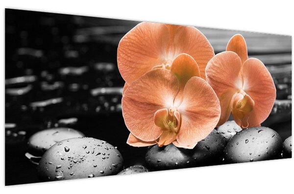 Tablou - Orhidee portocalii (120x50 cm)