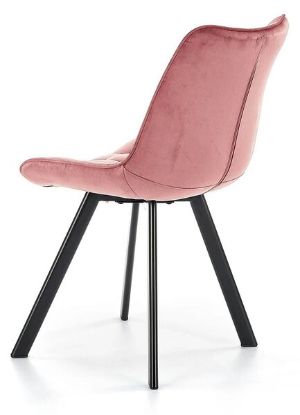 Scaun K332, roz/negru, stofa catifelata/metal, 46x61x84 cm