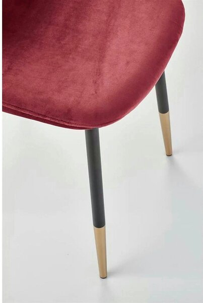 Scaun tapitat K379, rosu/negru, stofa catifelata/metal, 45x48x88 cm