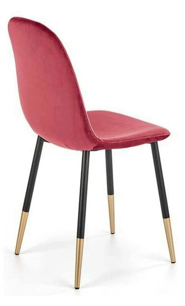 Scaun tapitat K379, rosu/negru, stofa catifelata/metal, 45x48x88 cm
