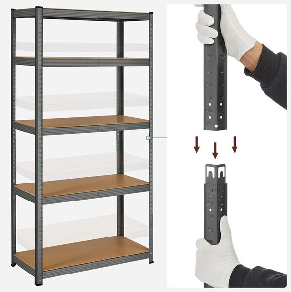 Raft Songmics, 5 rafturi, 40 x 90 x 180 cm, Negru, GLR040G01