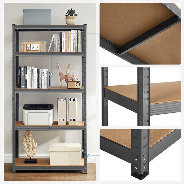 Raft Songmics, 5 rafturi, 40 x 90 x 180 cm, Negru, GLR040G01