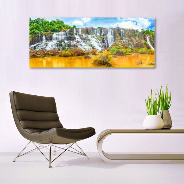 Tablouri acrilice Cascada Natura Gri Alb