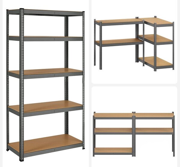 Raft Songmics, 5 rafturi, 40 x 90 x 180 cm, Negru, GLR040G01