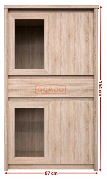 Vitrina NORTON, stejar sonoma, PAL laminat/canturi PVC/sticla, 87x40x1