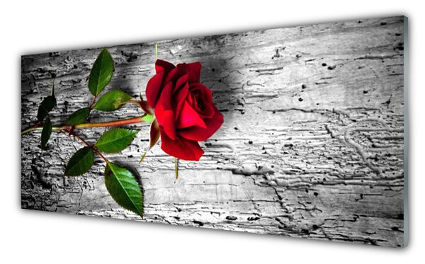 Tablou pe sticla Rose Floral Roșu Verde