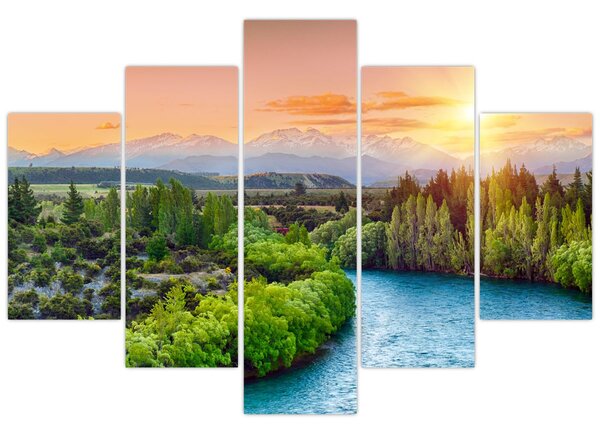 Tablou - Pădure peisaj montan (150x105 cm)