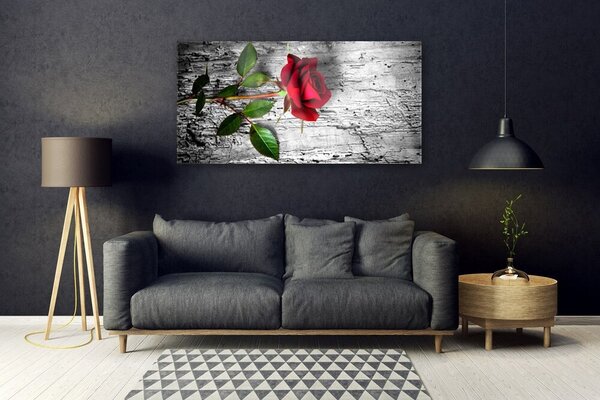 Tablou pe sticla Rose Floral Roșu Verde