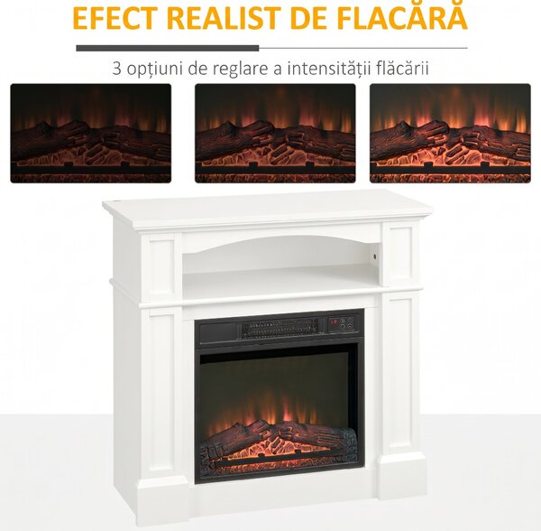 HOMCOM Șemineu Electric 1800W cu Efect de Flacără Reglabilă, Telecomandă și Timer | Aosom Romania