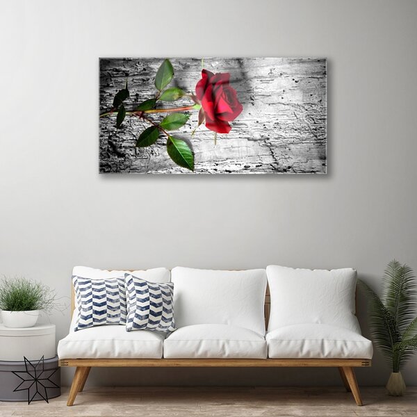 Tablou pe sticla Rose Floral Roșu Verde
