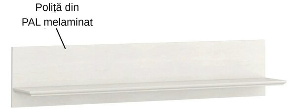 Polita TIFFANY II, grej, PAL laminat, 130x22x27 cm
